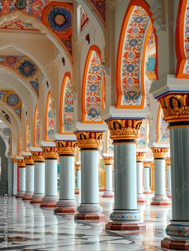 The Vibrant Color of Shah Alam Mosque / Salahuddin Abdul Aziz Shah mosque during dramatic - generative ai © Nia™