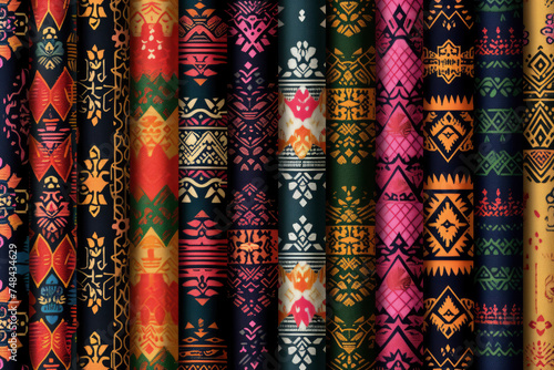 Thai woven fabric patterns designed embroidery ikat style