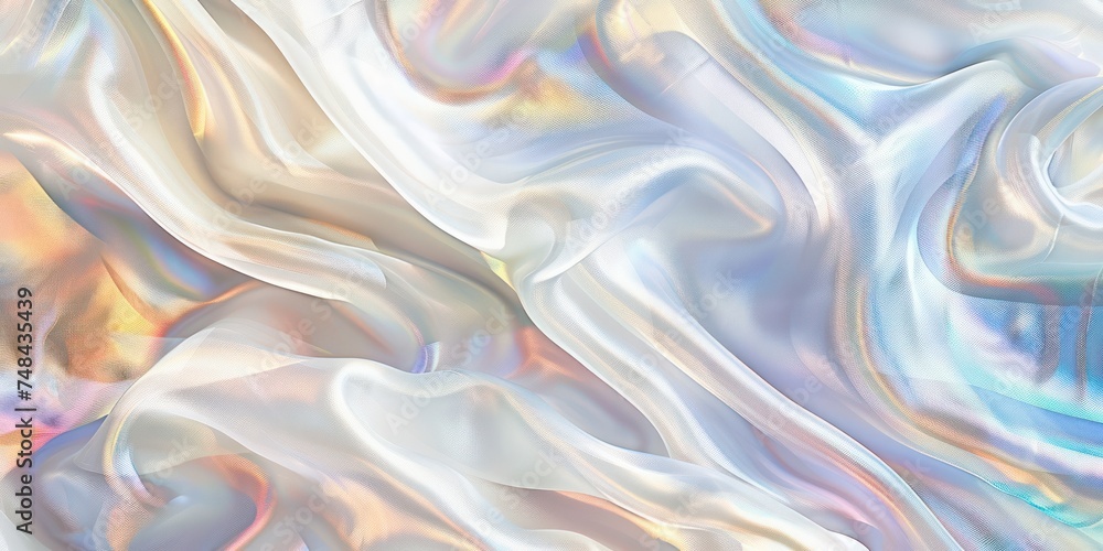 Obraz premium Abstract white silk or smoke wave and swirls gradient satin fabric lies texture background.
