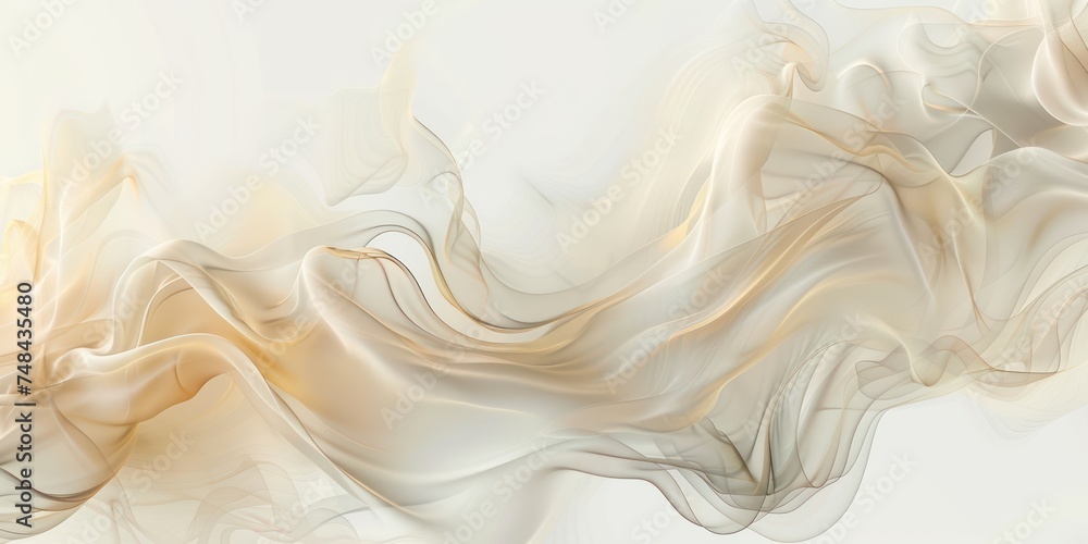 Abstract white silk or smoke wave and swirls gradient satin fabric lies texture background. - obrazy, fototapety, plakaty 