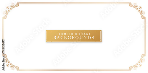 golden frame with ornate border elegant line art design isolated white backgrounds for space text, luxury invitations, certificate of completion templates, stationery designs materials, collages decks