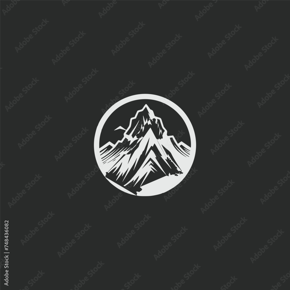 Logo Template Mountain peak adventure rock mountain peak logo vector art illustration