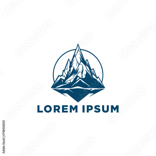 Logo Template Mountain peak adventure rock mountain peak logo vector art illustration photo