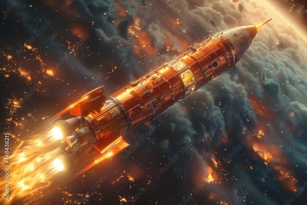 Fototapeta premium Rocket in the space