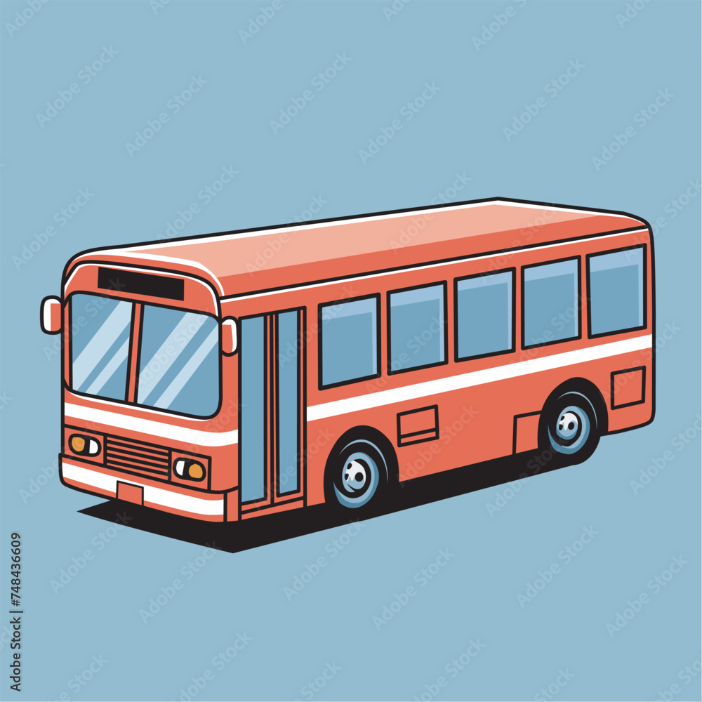 City Bus Vector isolated sky blue background	