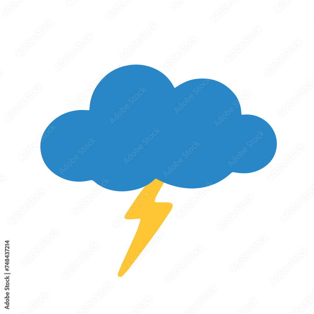 Cloud with Thunder Weather Flat Icon Clipart Vector Illustration Cloud with Thunder Weather Flat Icon Clipart Vector Illustration
