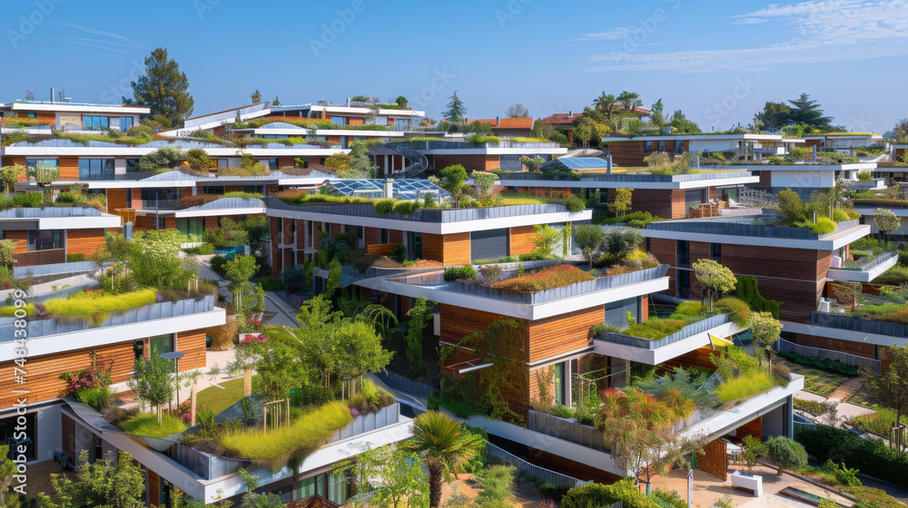 Fototapeta premium A housing complex of 280 appartements, lot of vegetation on facades and outside