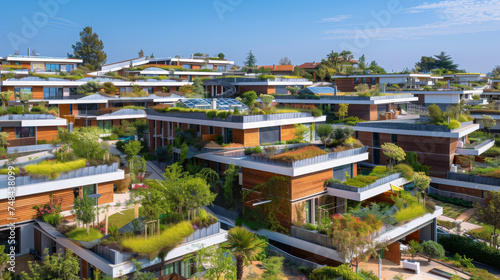 A housing complex of 280 appartements, lot of vegetation on facades and outside