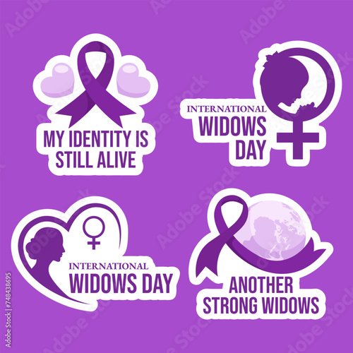 Widows Day Label Flat Cartoon Hand Drawn Templates Background Illustration