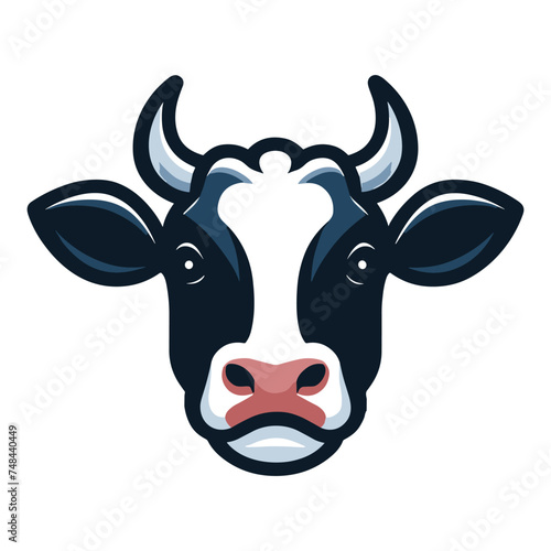 Cow head face logo vector illustration, farm pet, animal livestock, for butchery meat shop and dairy milk product, agriculture concept, design template isolated on white background