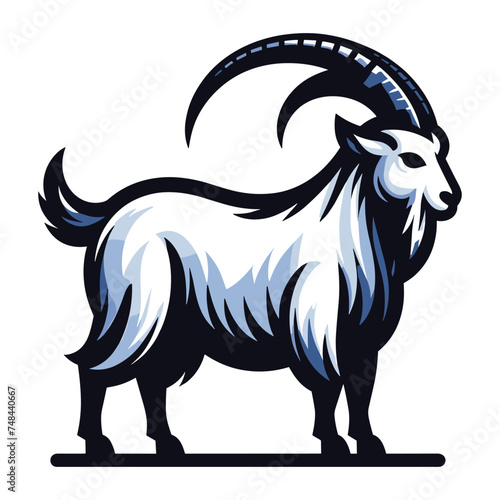 Goat full body vector illustration, farm pet, animal livestock, for butchery meat shop and dairy milk product, design template isolated on white background