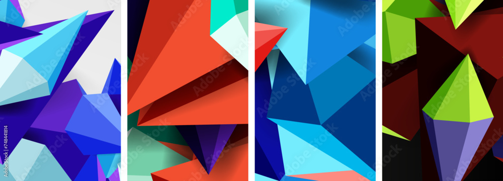 Triangle abstract concepts poster set with geometric minimal designs Triangle abstract concepts poster set with geometric minimal designs