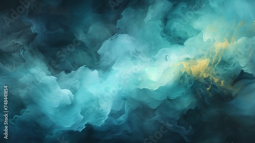 mesmerizing abstract painting depicts colorful clouds in a blue sky. The clouds are rendered in a variety of brushstrokes, from thick and expressive to thin and delicate.