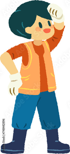 Gardening Kid Wiping Sweat Off