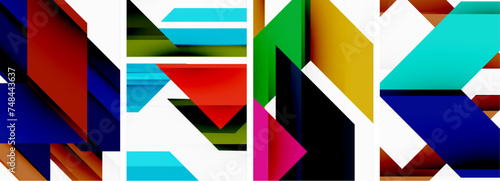 Triangle poster abstract background set for wallpaper, business card, cover, poster, banner, brochure, header, website