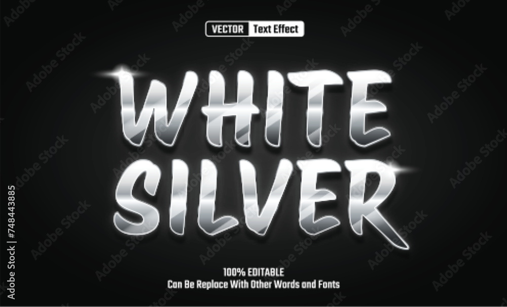 White Silver Editable Vector Text Effect.