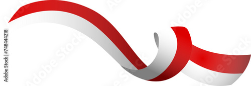 Red and White Ribbon. Indonesian Flag Vector (ID: 748444218)