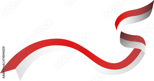 Red and White Ribbon. Indonesian Flag Vector (ID: 748444219)
