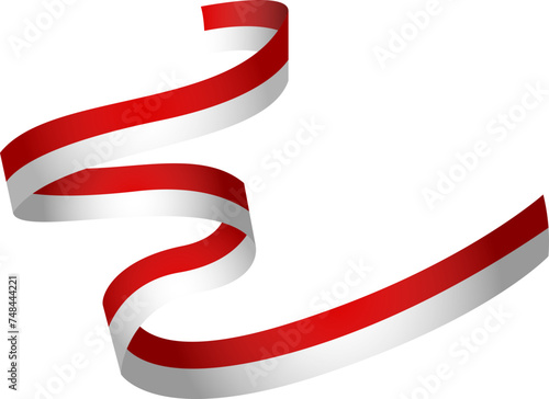 Red and White Ribbon. Indonesian Flag Vector (ID: 748444221)