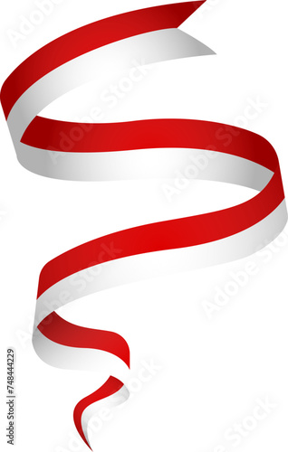 Red and White Ribbon. Indonesian Flag Vector (ID: 748444229)