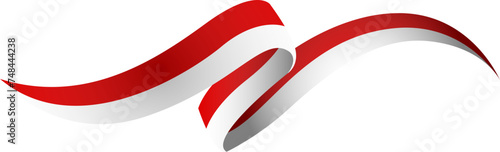 Red and White Ribbon. Indonesian Flag Vector (ID: 748444238)