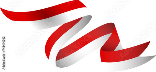 Red and White Ribbon. Indonesian Flag Vector (ID: 748444242)