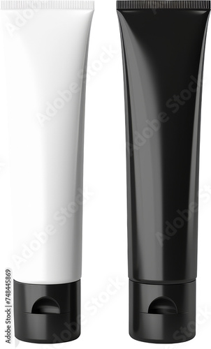 black and white plastic tube mockup,cosmetics mockup isolated on white or transparent background,transparency 