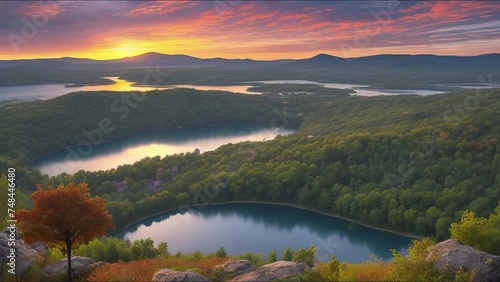 sunset over the lake photo