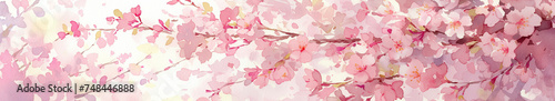 ピンクの桜の花の水彩画のバナー　Generative AI © Third Stone