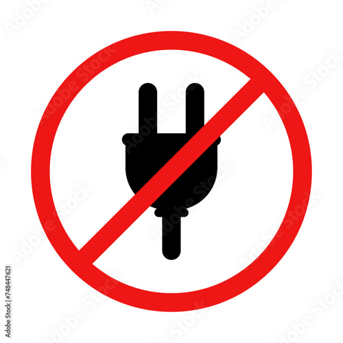 No Electric Plug Sign on White Background