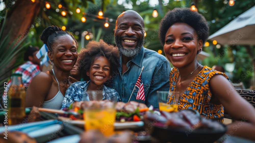 African american family enjoying a barbecue on Independence Day. African american family enjoying a barbecue on Independence Day.