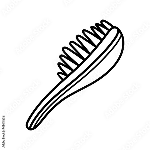 Massage comb vector icon. Professional tool for beauty salon, hairdresser, barbershop. Hair care, hairbrush with bristles. Hand drawn illustration, simple doodle. Black and white clipart for print