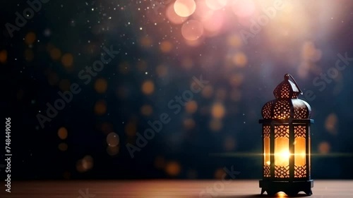 Ramadan lantern scene with blur background, animated virtual repeating seamless 4k	