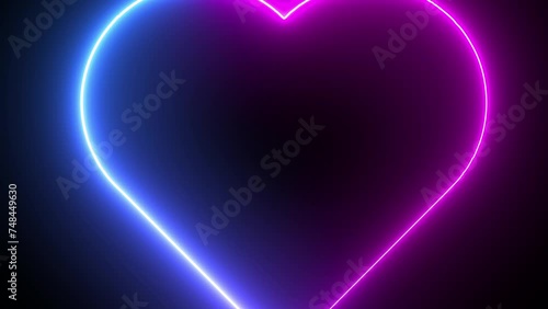 Neon Lights Love Heart Tunnel and Romantic Abstract Glow Particles - 4K Seamless Loop Motion Background Animation	
