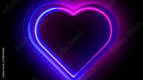 Neon Lights Love Heart Tunnel and Romantic Abstract Glow Particles - 4K Seamless Loop Motion Background Animation	
