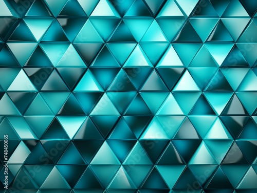 Turquoise Abstract Glass Geometric Triangles Background. Generative AI