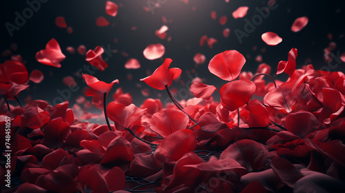 Close-up of scattered petals conveys romance and elegance