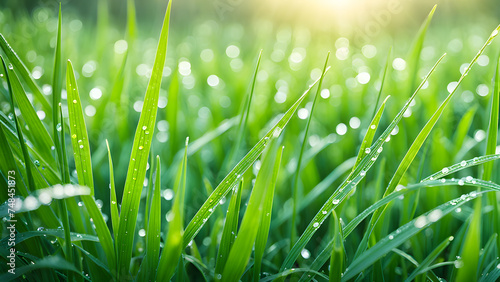 vibrant-green-blades-of-grass-covering-the-entire-frame-dew-drops-glistening-with-the-early-morning