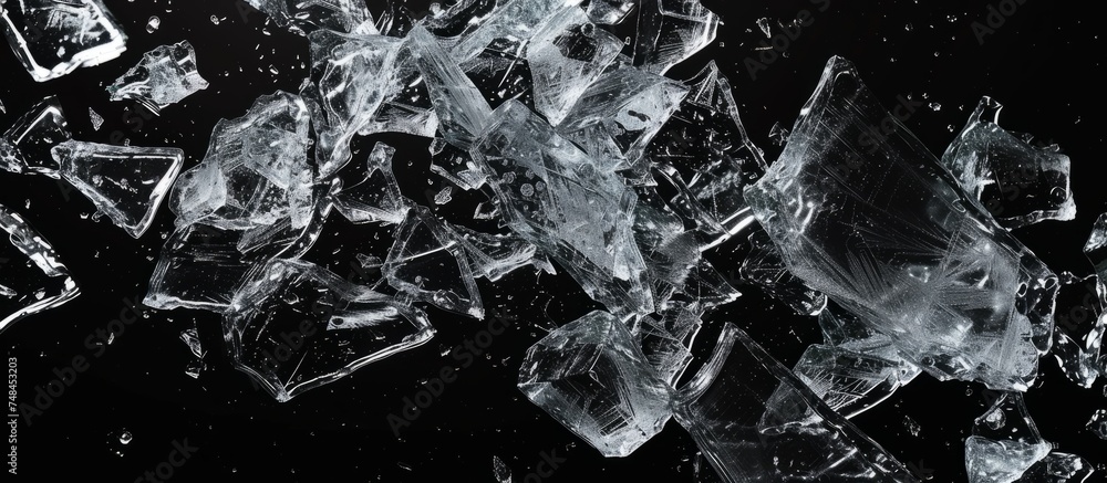 Captivating moment of ice cubes gracefully falling into the air, creating a stunning visual display Captivating moment of ice cubes gracefully falling into the air, creating a stunning visual display