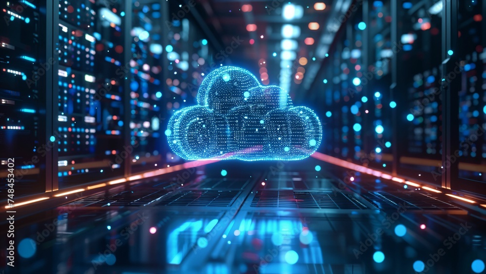 Cloud computing and data center, Futuristic data center and technology concept Cloud computing and data center, Futuristic data center and technology concept