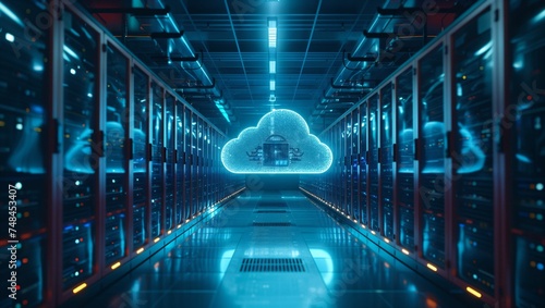 Cloud computing and data center, Futuristic data center and technology concept