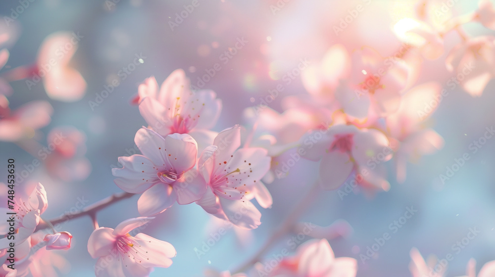 Beautiful cherry blossoms in full bloom with a soft-focus background, symbolizing spring and renewal.