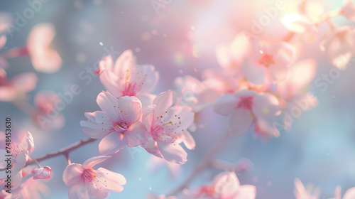 Beautiful cherry blossoms in full bloom with a soft-focus background  symbolizing spring and renewal.