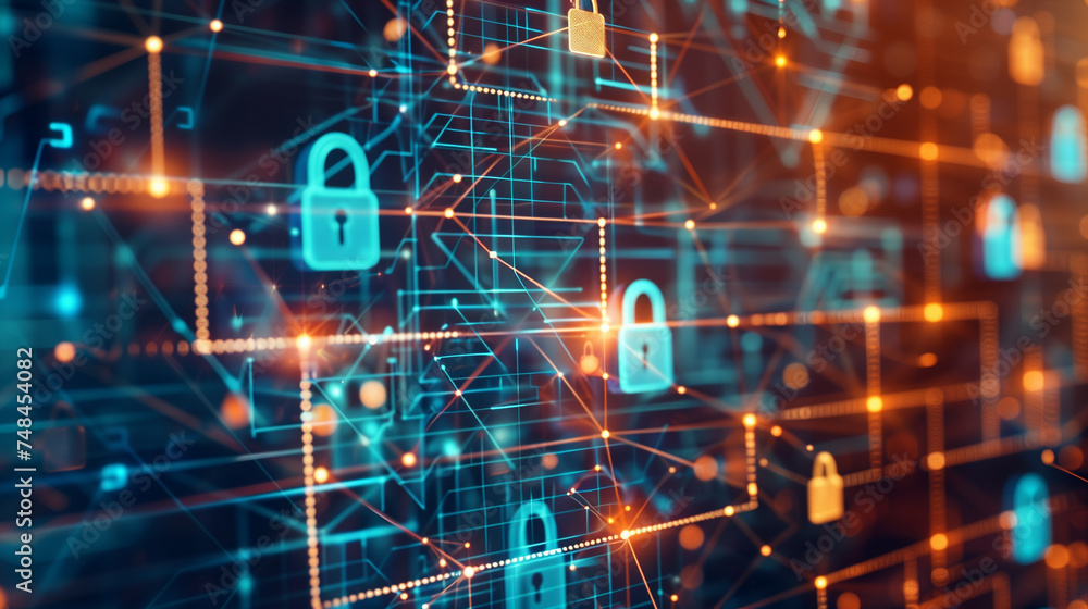 A conceptual cyber security image with a glowing digital padlock, representing data protection in the digital age. A conceptual cyber security image with a glowing digital padlock, representing data protection in the digital age.