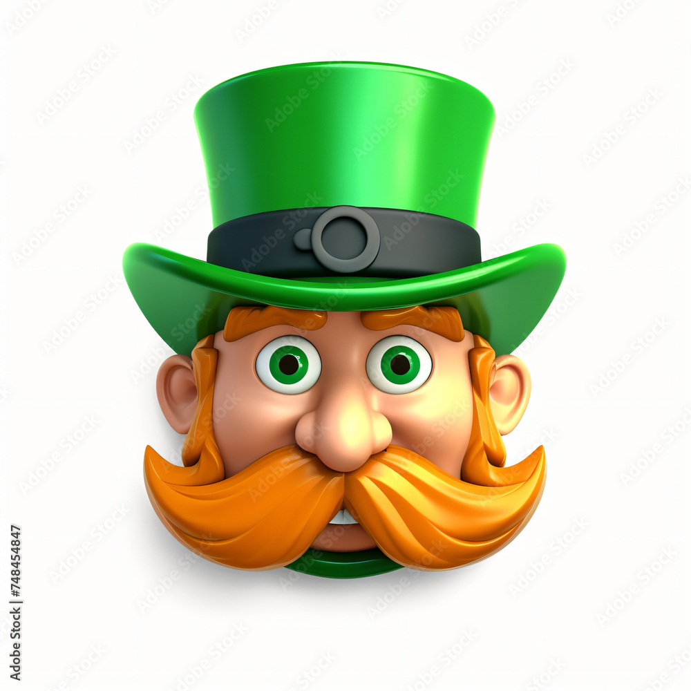 3d render icon of leprechaun with green hat and mustache generated AI 3d render icon of leprechaun with green hat and mustache generated AI