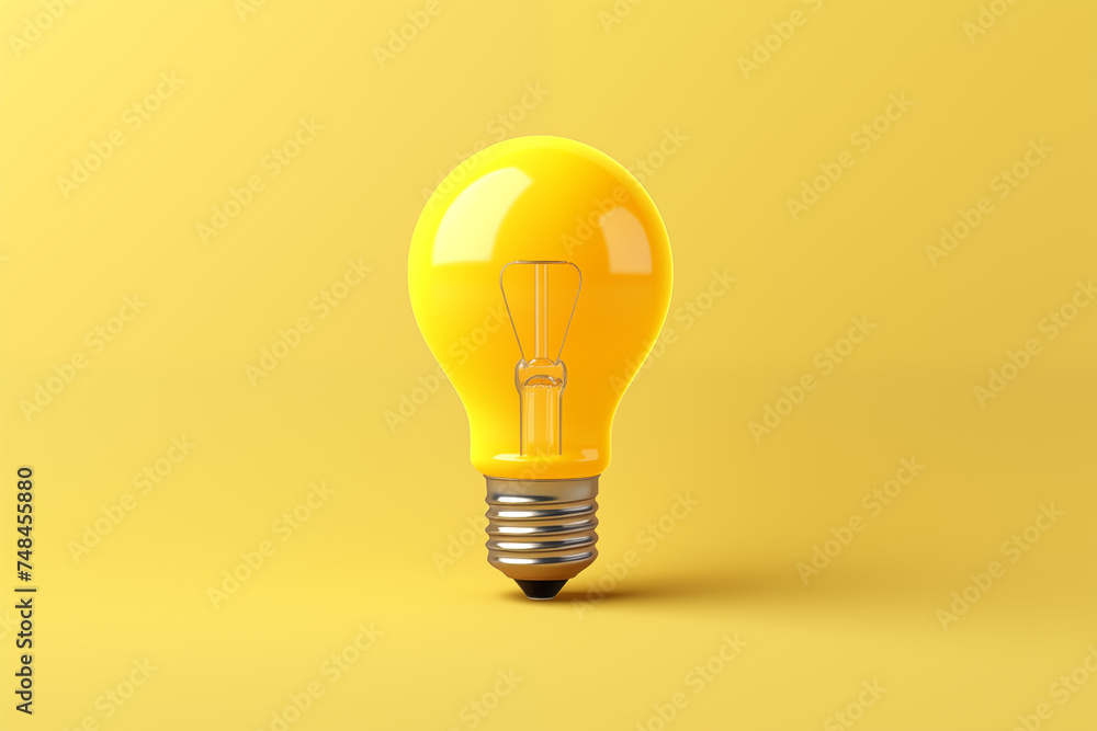 minimal of yellow light bulb on yellow background minimal of yellow light bulb on yellow background