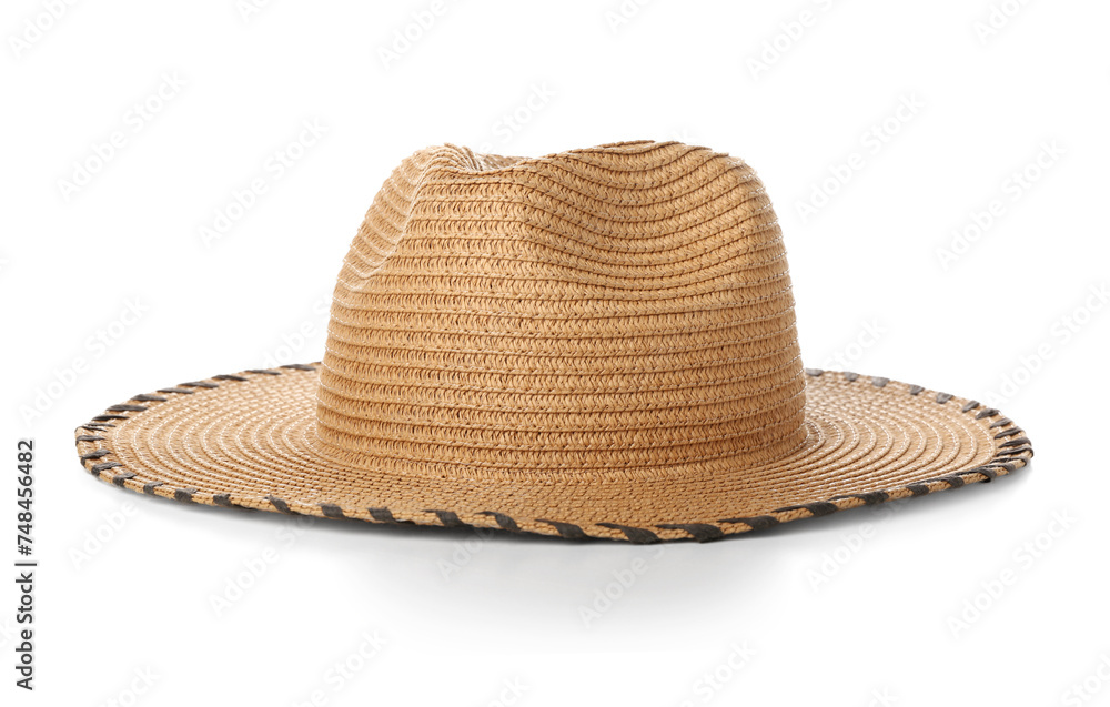 Straw hat for Festa Junina (June Festival) on white background