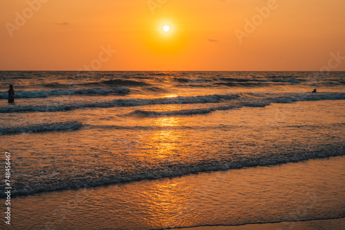 Sunset on a tropical beach, golden hour