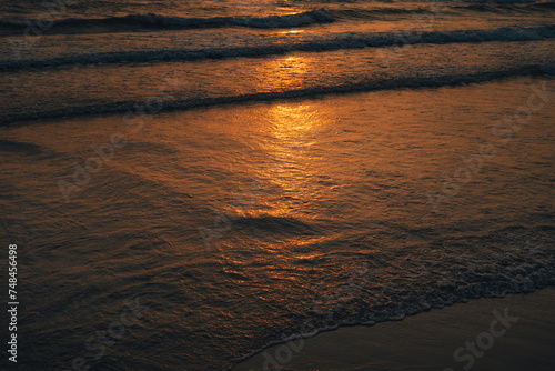 Sunset on a tropical beach  golden hour