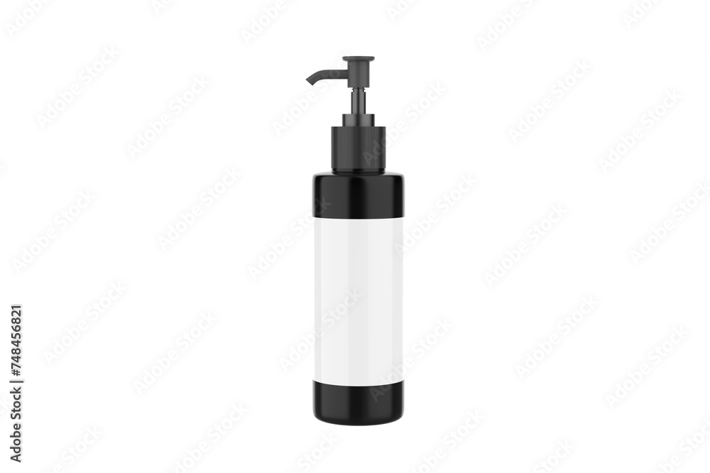 realistic plastic bottle with dispenser airless pump with liquid gel, soap, lotion, cream, shampoo, bath foam on a white background. 3d illustration